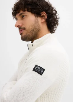 Pull texturé à col montant