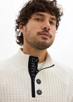 Pull texturé à col montant