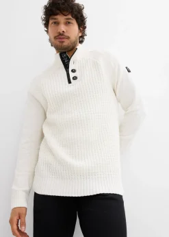 Pull texturé à col montant