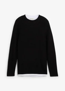 Pull texturé effet 2-en-1 en coton mélangé