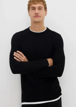 Pull texturé effet 2-en-1 en coton mélangé