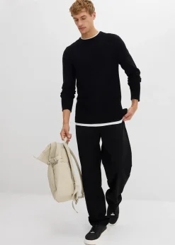 Pull texturé effet 2-en-1 en coton mélangé