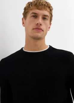 Pull texturé effet 2-en-1 en coton mélangé