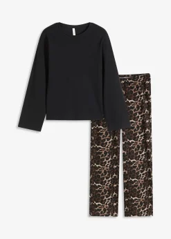 Pyjama avec haut côtelé et pantalon ample