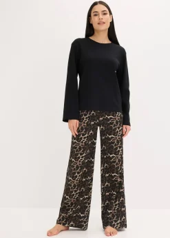 Pyjama avec haut côtelé et pantalon ample