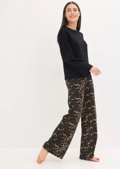 Pyjama avec haut côtelé et pantalon ample