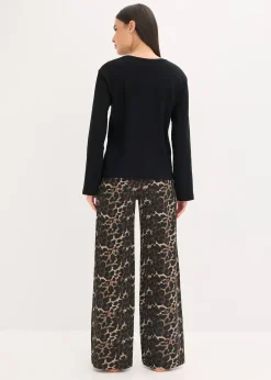 Pyjama avec haut côtelé et pantalon ample