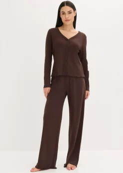 Pyjama boutonné en matière côtelée