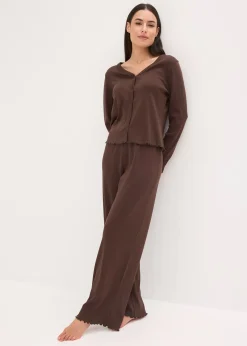 Pyjama boutonné en matière côtelée