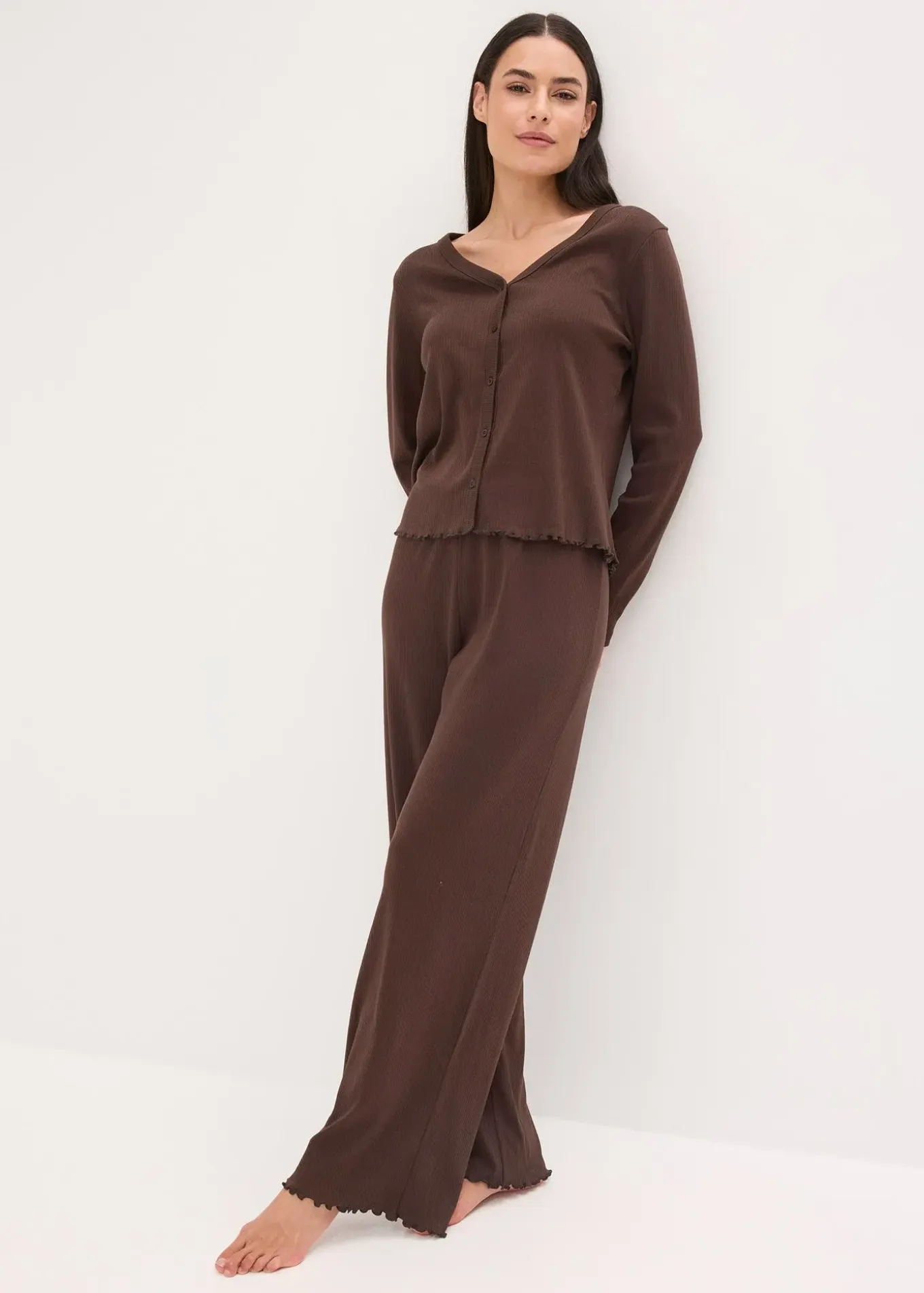 Pyjama boutonné en matière côtelée