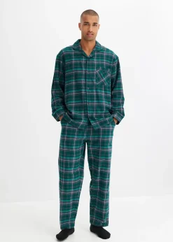 Pyjama boutonné homme en flanelle douce, manches longues
