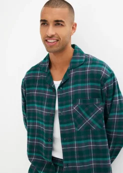 Pyjama boutonné homme en flanelle douce, manches longues