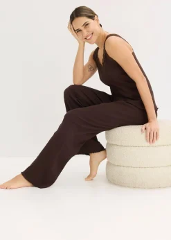 Pyjama côtelé avec top à dentelle