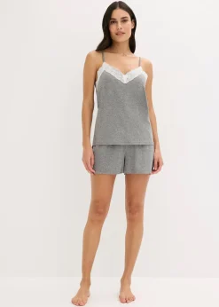 Pyjashort avec bordure dentelle