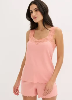 Pyjashort avec empiècement dentelle