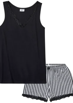 Pyjashort avec fine bordure dentelle