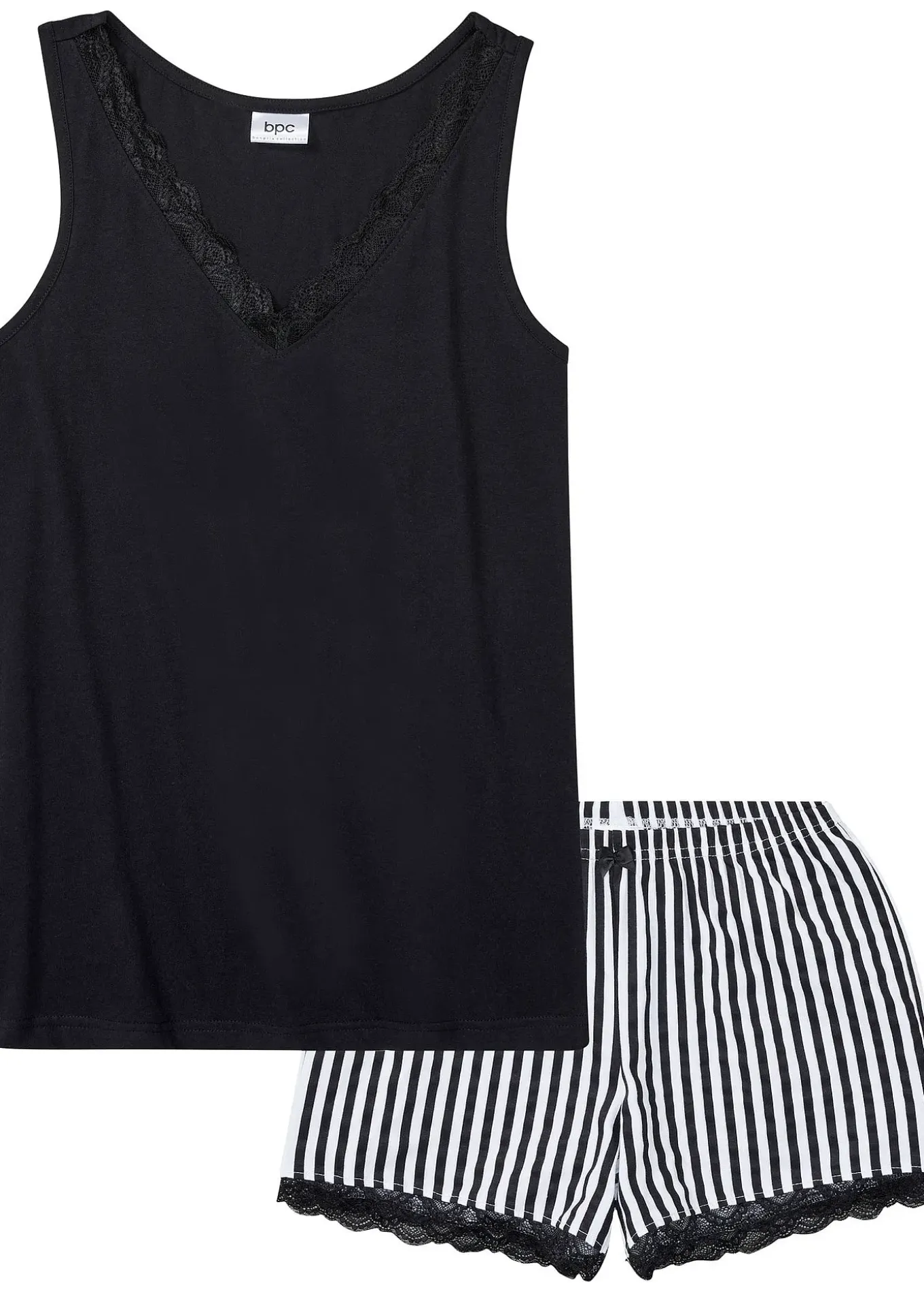 Pyjashort avec fine bordure dentelle