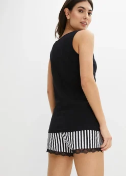 Pyjashort avec fine bordure dentelle