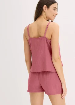 Pyjashort en gaze de coton douce avec top à fines bretelles