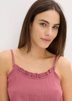 Pyjashort en gaze de coton douce avec top à fines bretelles