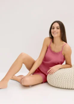 Pyjashort en gaze de coton douce avec top à fines bretelles