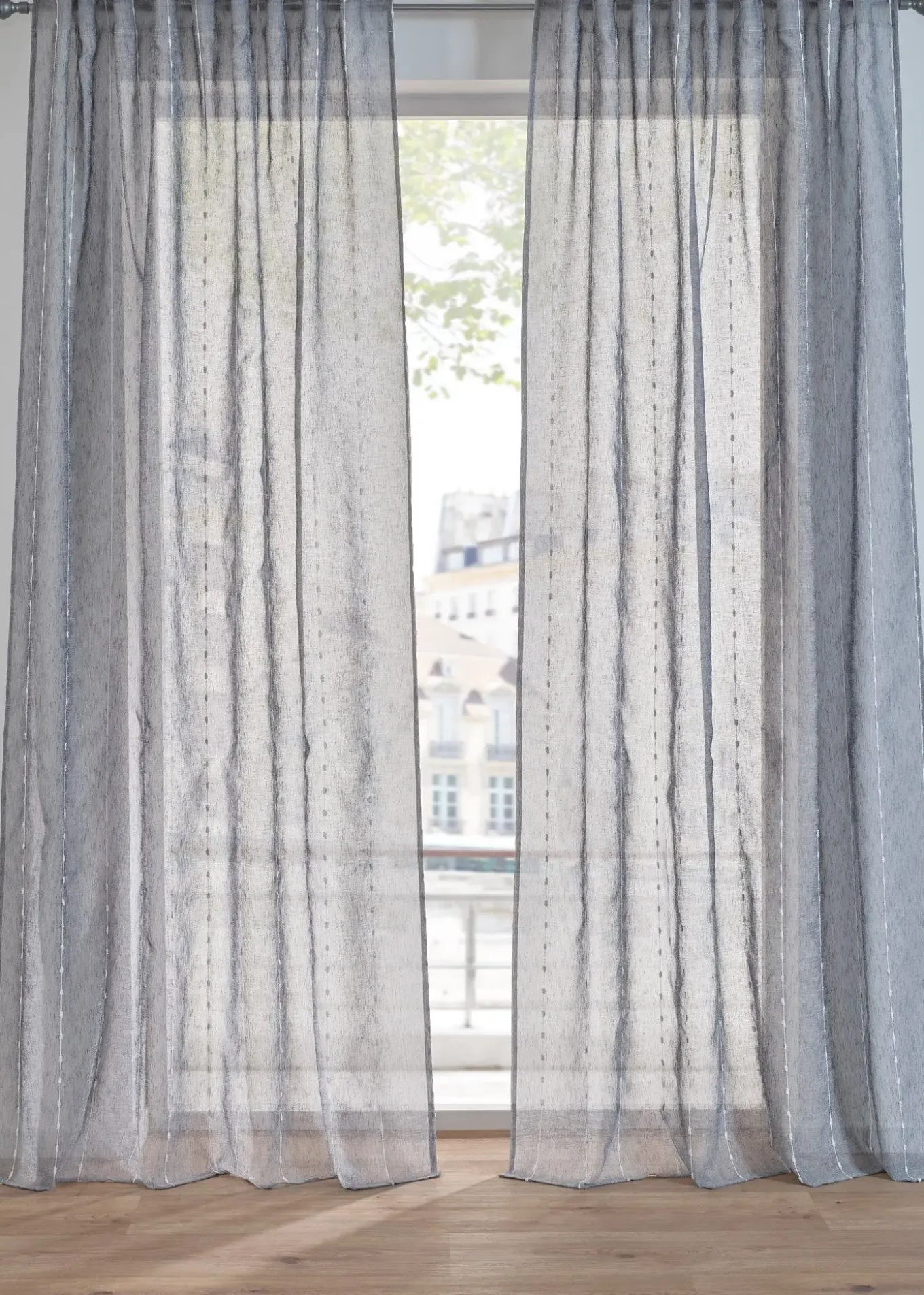 Rideau à rayures tissées (1 pce)