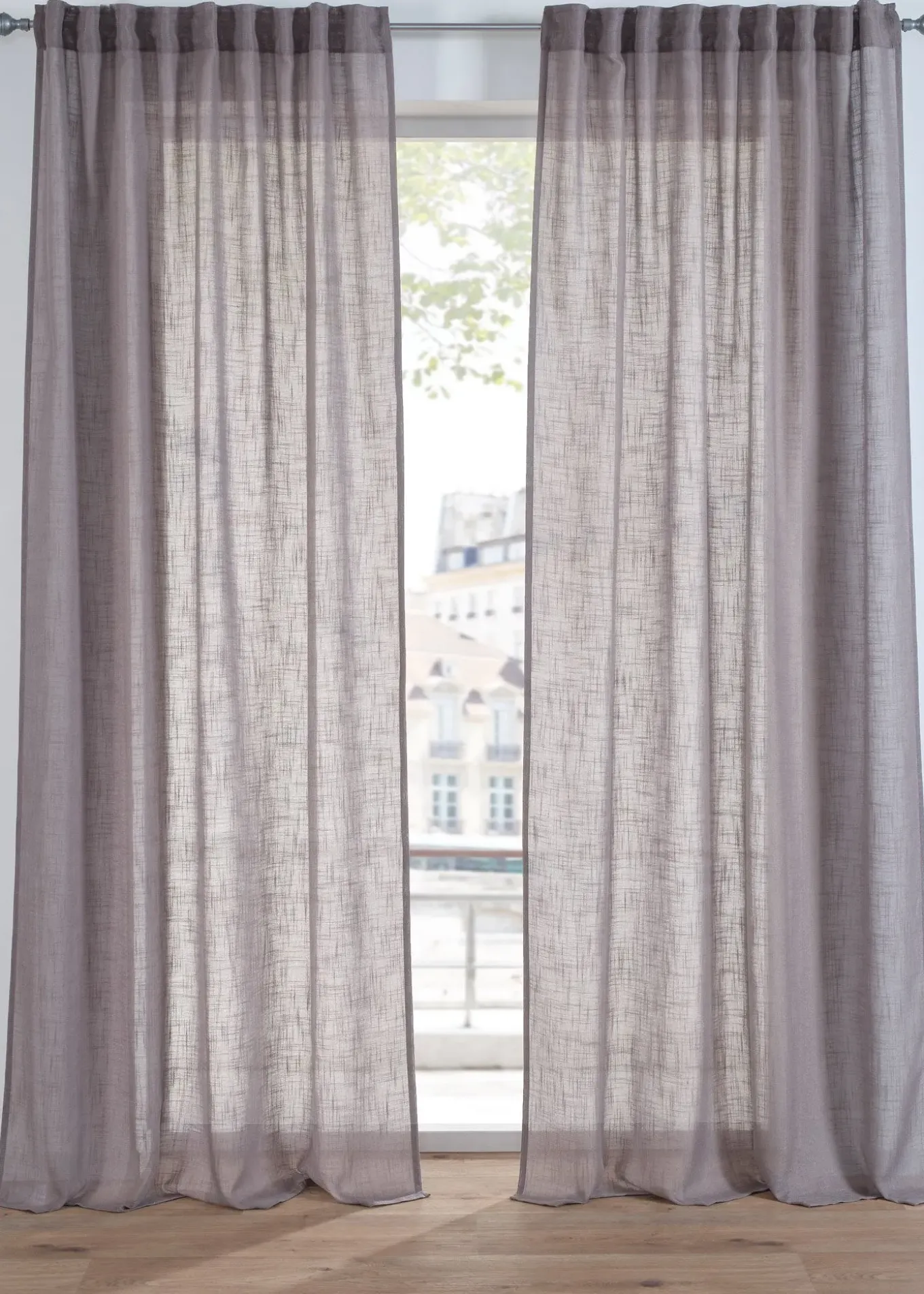 Rideau aspect lin normal et extra large (1 pce)