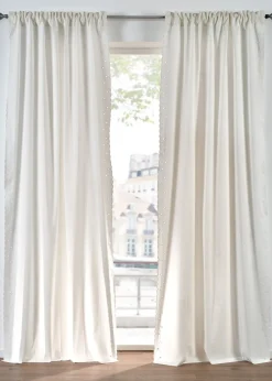 Rideau en coton à bordures brodées (1 pce)