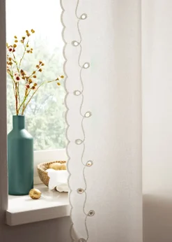 Rideau en coton à bordures brodées (1 pce)