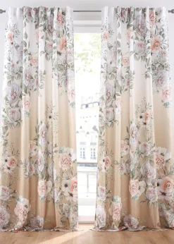 Rideau en microfibre à imprimé roses avec polyester recyclé (1 pce)