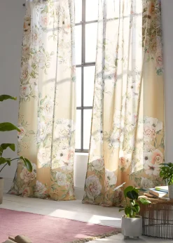 Rideau en microfibre à imprimé roses avec polyester recyclé (1 pce)