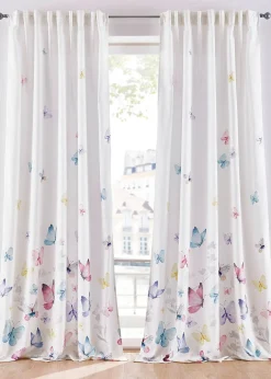 Rideau en microfibre à imprimé papillon (1 pce)