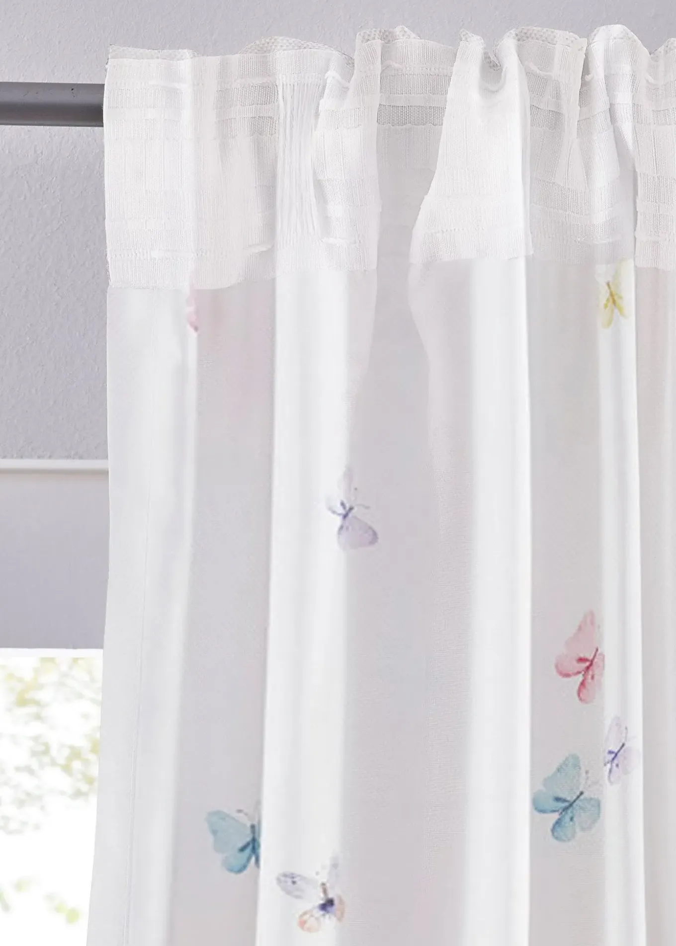 Rideau en microfibre à imprimé papillon (1 pce)