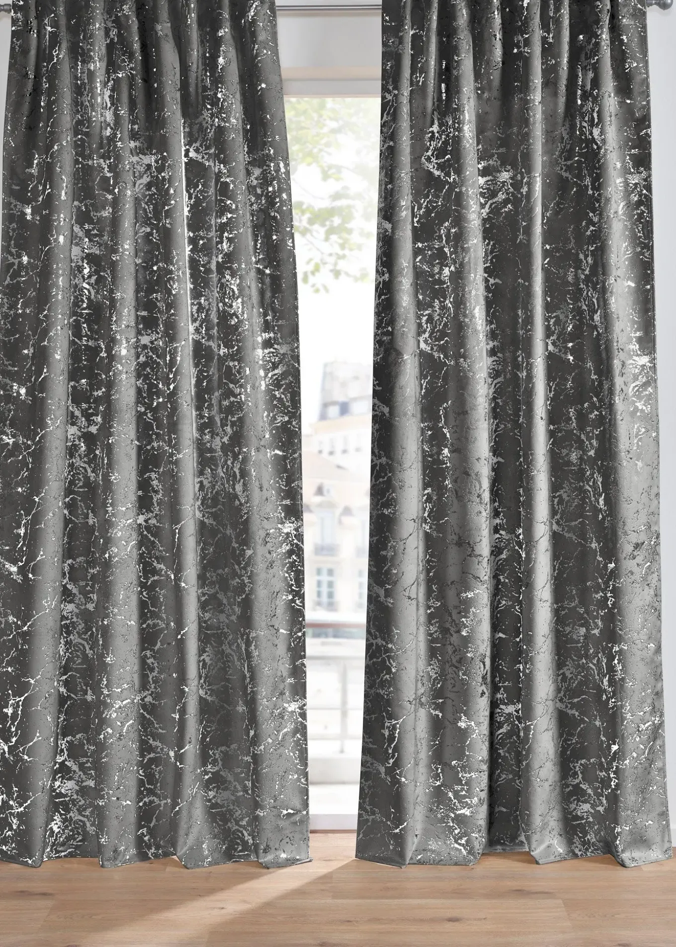 Rideau occultant toucher velours à imprimé brillant (1 pce)