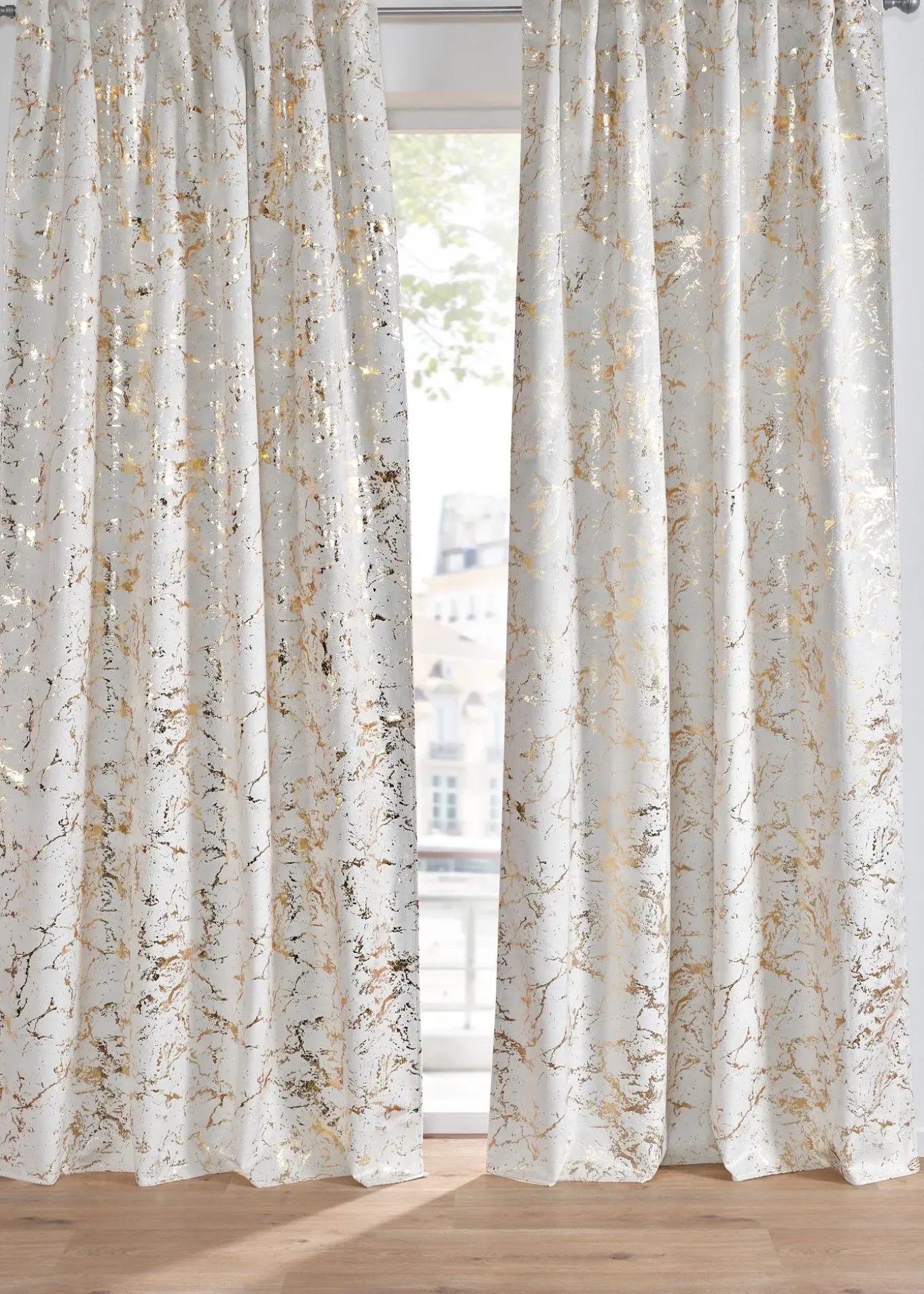 Rideau occultant toucher velours à imprimé brillant (1 pce)