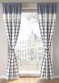 Rideau panneau en coton avec embrasse (1 pce)