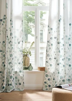 Rideau texturé avec un imprimé floral (1 pce)