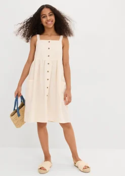 Robe à bretelles en lin mélangé rafraîchissant