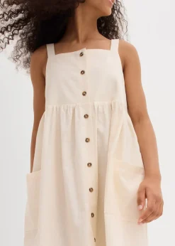 Robe à bretelles en lin mélangé rafraîchissant