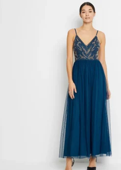 Robe à bretelles ornée de perles brodées