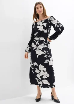 Robe à col Bardot en jersey viscose