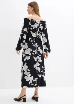 Robe à col Bardot en jersey viscose