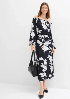 Robe à col Bardot en jersey viscose