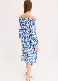 Robe à col Bardot en viscose texturée