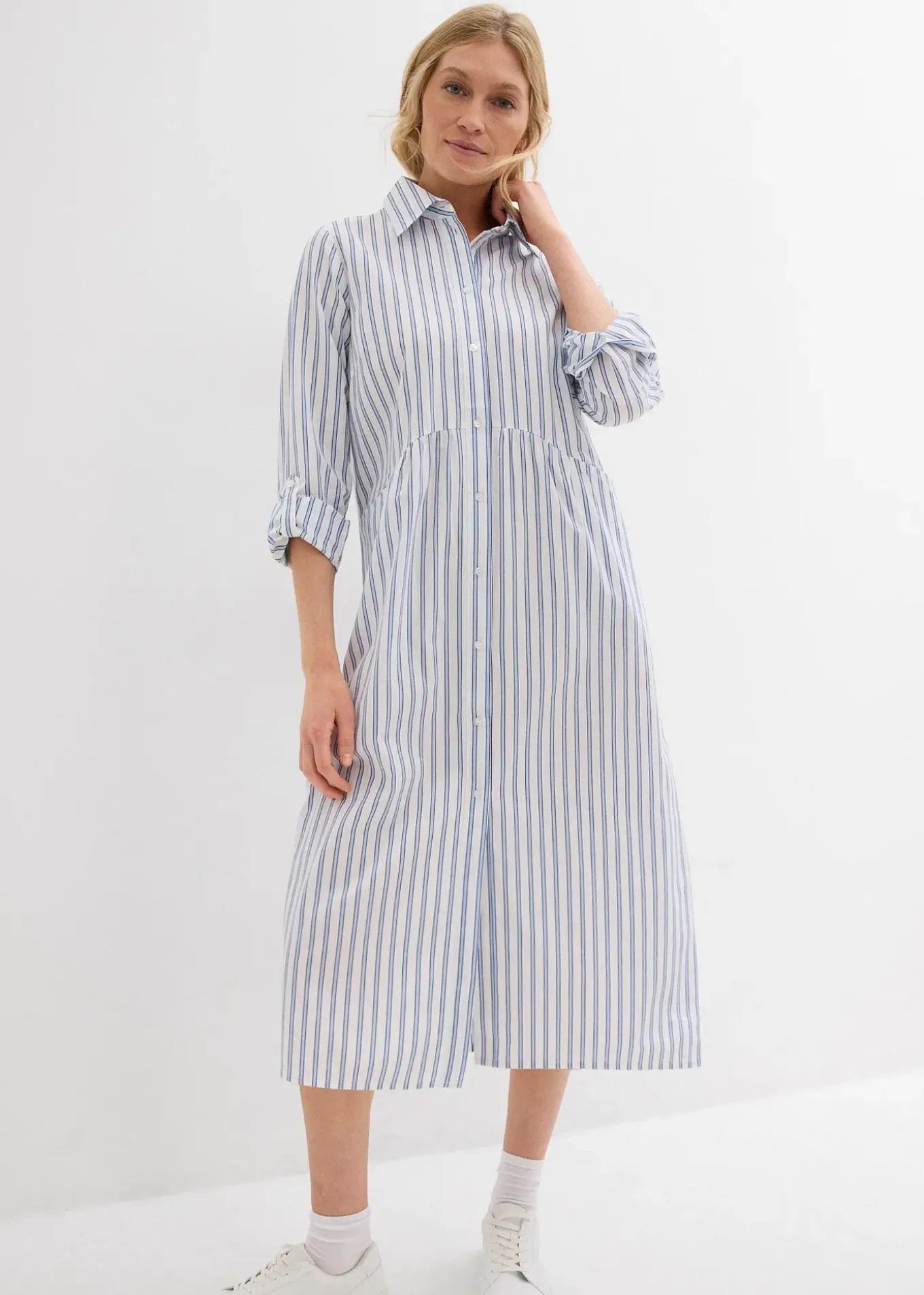 Robe à col chemise, 100% coton