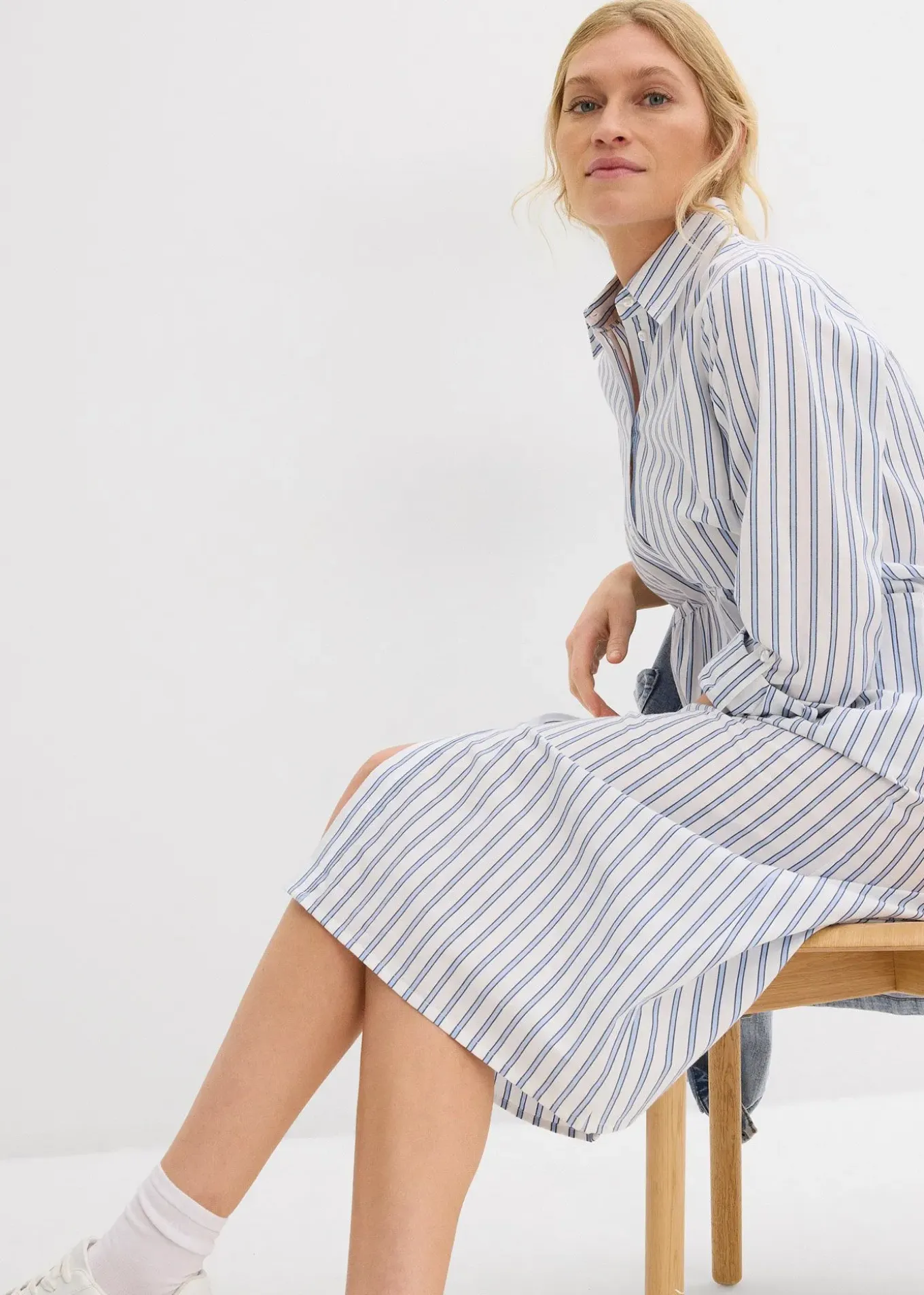 Robe à col chemise, 100% coton