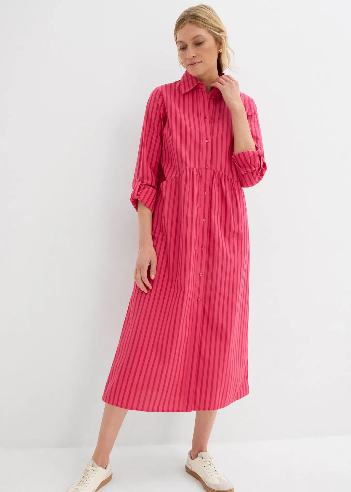 Robe à col chemise, 100% coton