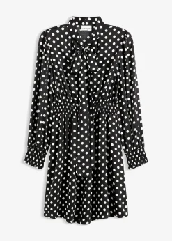 Robe à col lavallière en satin fluide