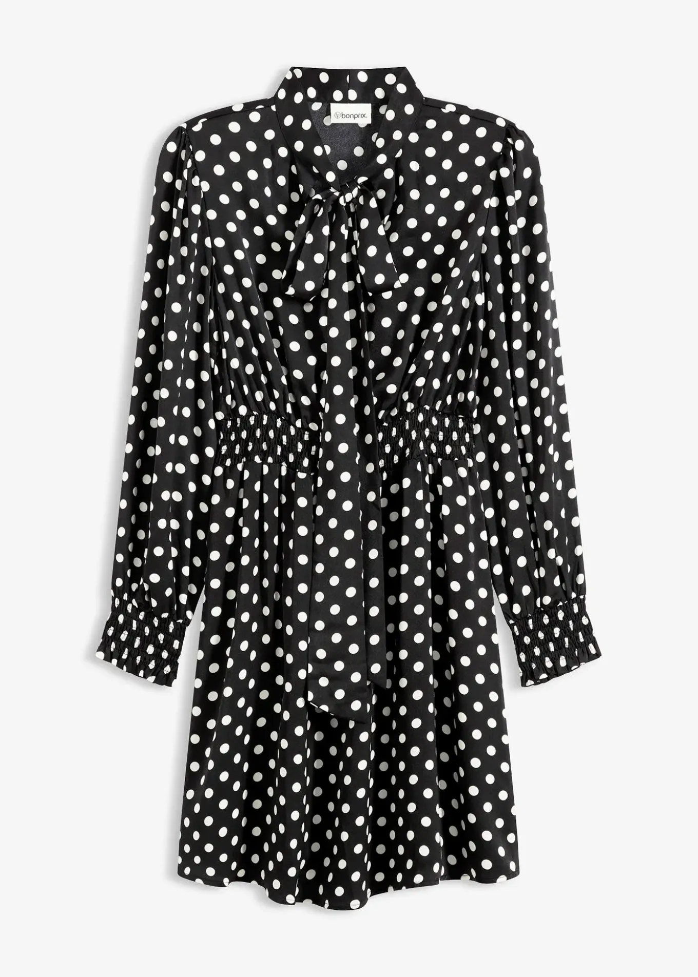 Robe à col lavallière en satin fluide