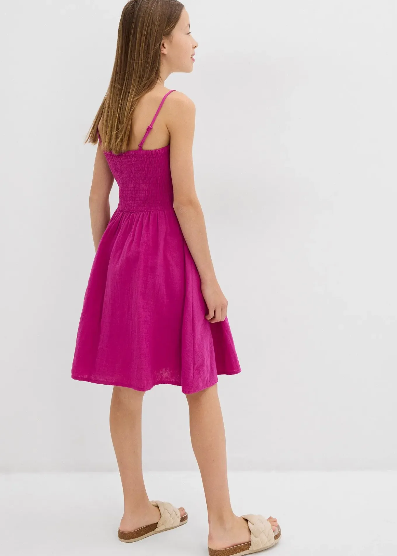 Robe à fines bretelles en gaze de coton